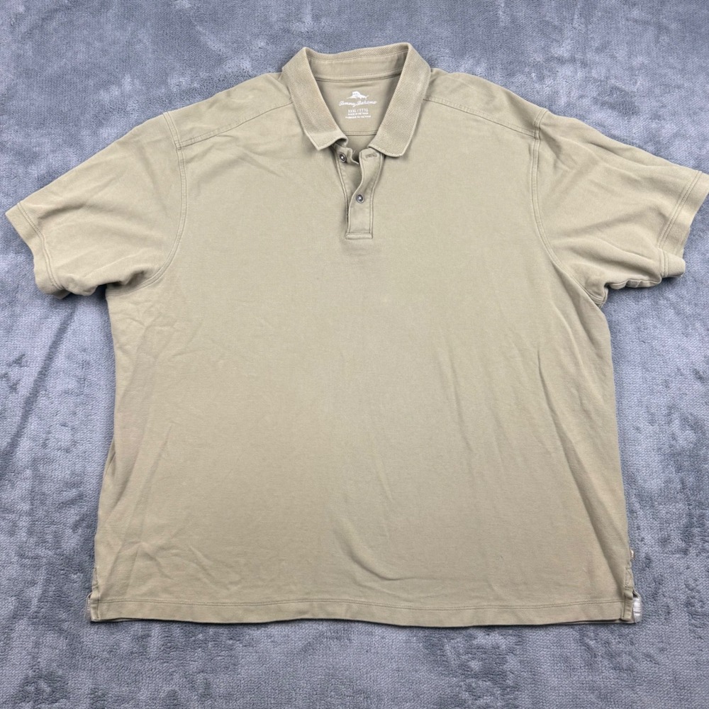 Tommy Bahama Mens XXXL Khaki Tan Cotton Pique Short Sleeve Polo Shirt